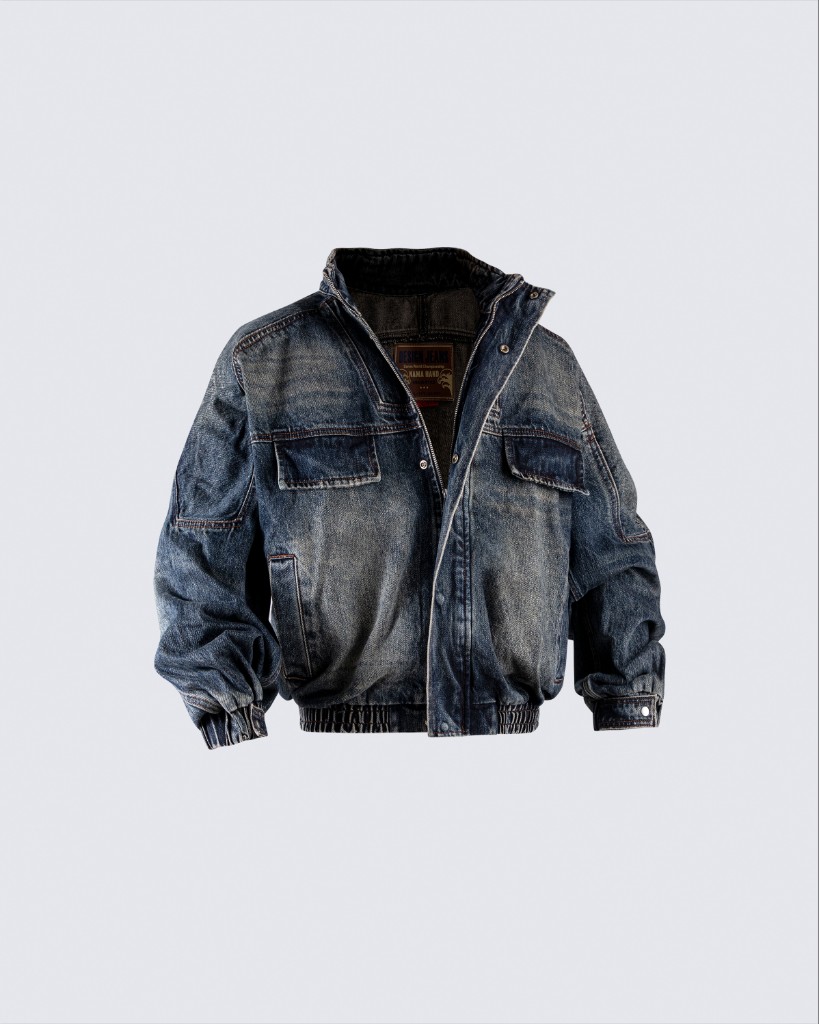 Vintage Washed Denim Zip-Up Jacket | KIIKIO
